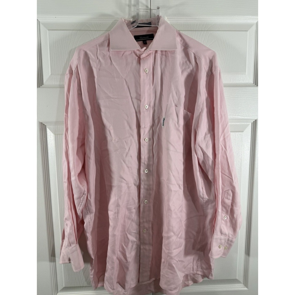 VTG Faconnable Mens Long sleeve pink Dress  Shirt Size 17 all cotton